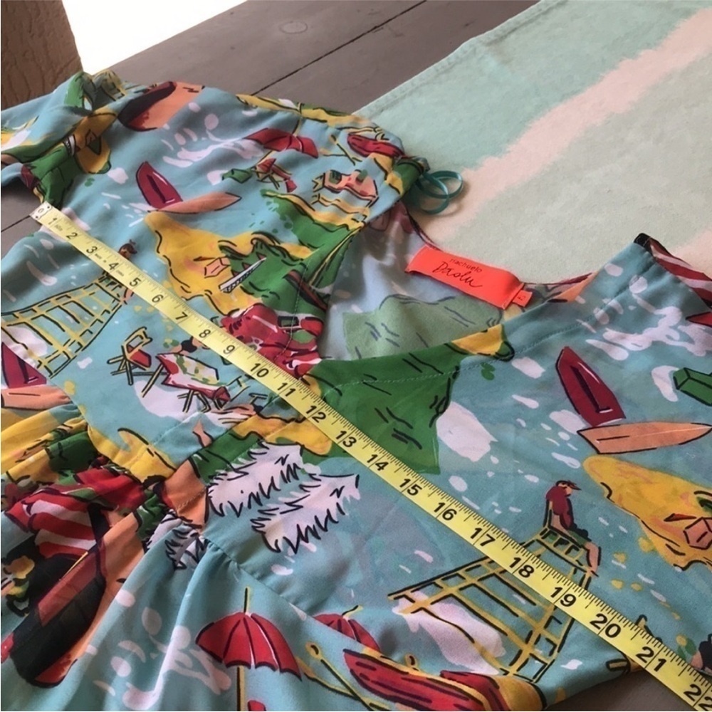 Riachuelo Daslu Scenic Beach Print V Neck Blouse Top - Picture 7 of 8